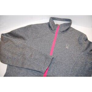 Spyder Jacket Womens Large Core Sweater Grey Pink Full Zip Fleece Lined